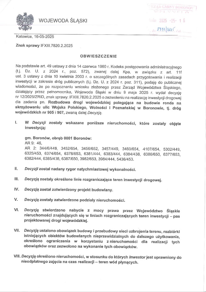 Obwieszczenie wojewody 1