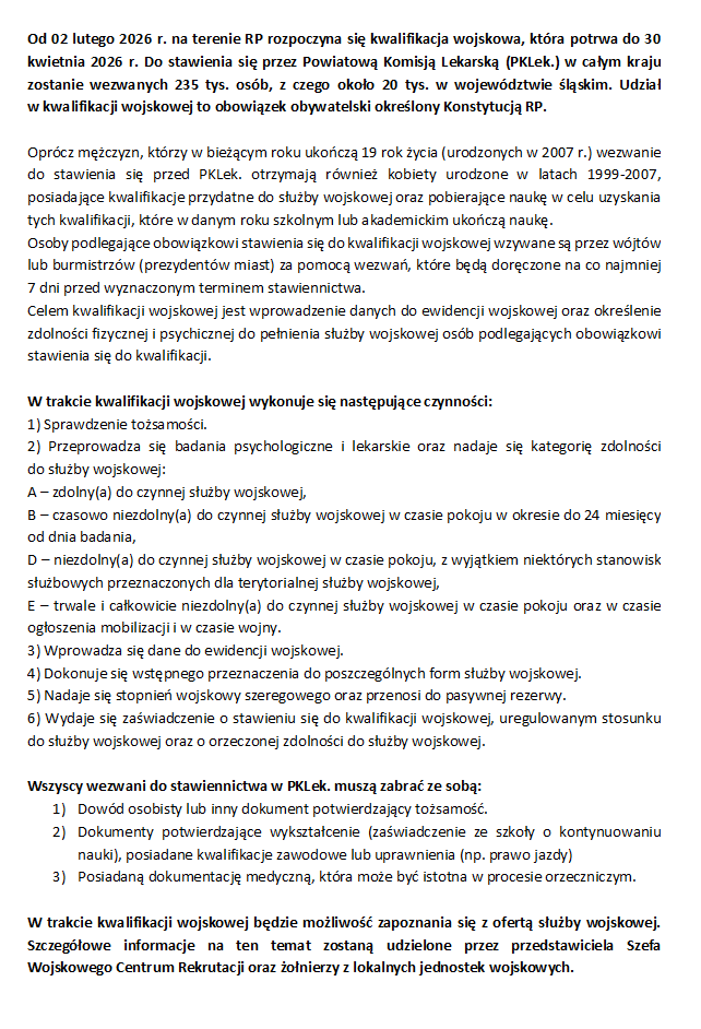 Kwalifikacja wojskowa 2026